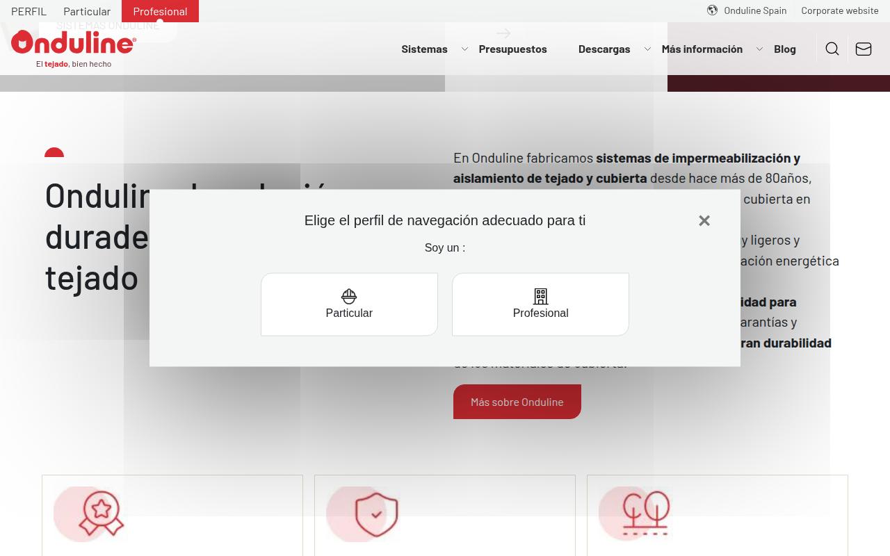 Vista mini Web: https://es.onduline.com/es/profesionales