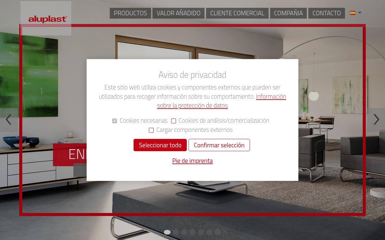 Vista mini Web: https://www.aluplast.net/es-es/