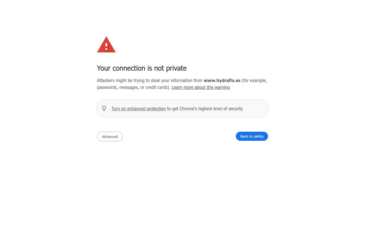 Vista mini Web: https://www.hydrafix.es