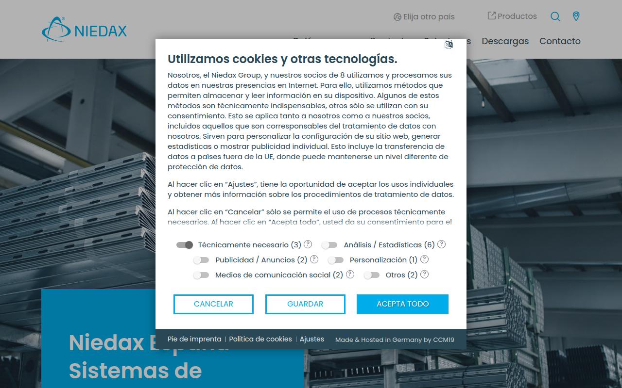 Vista mini Web: https://www.niedax.es