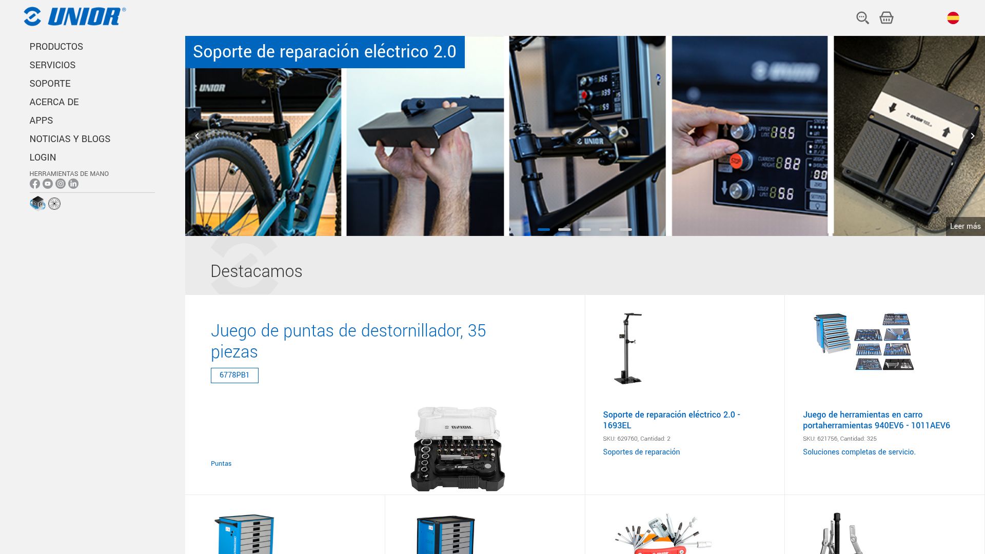 Vista mini Web: https://uniortools.com/es/