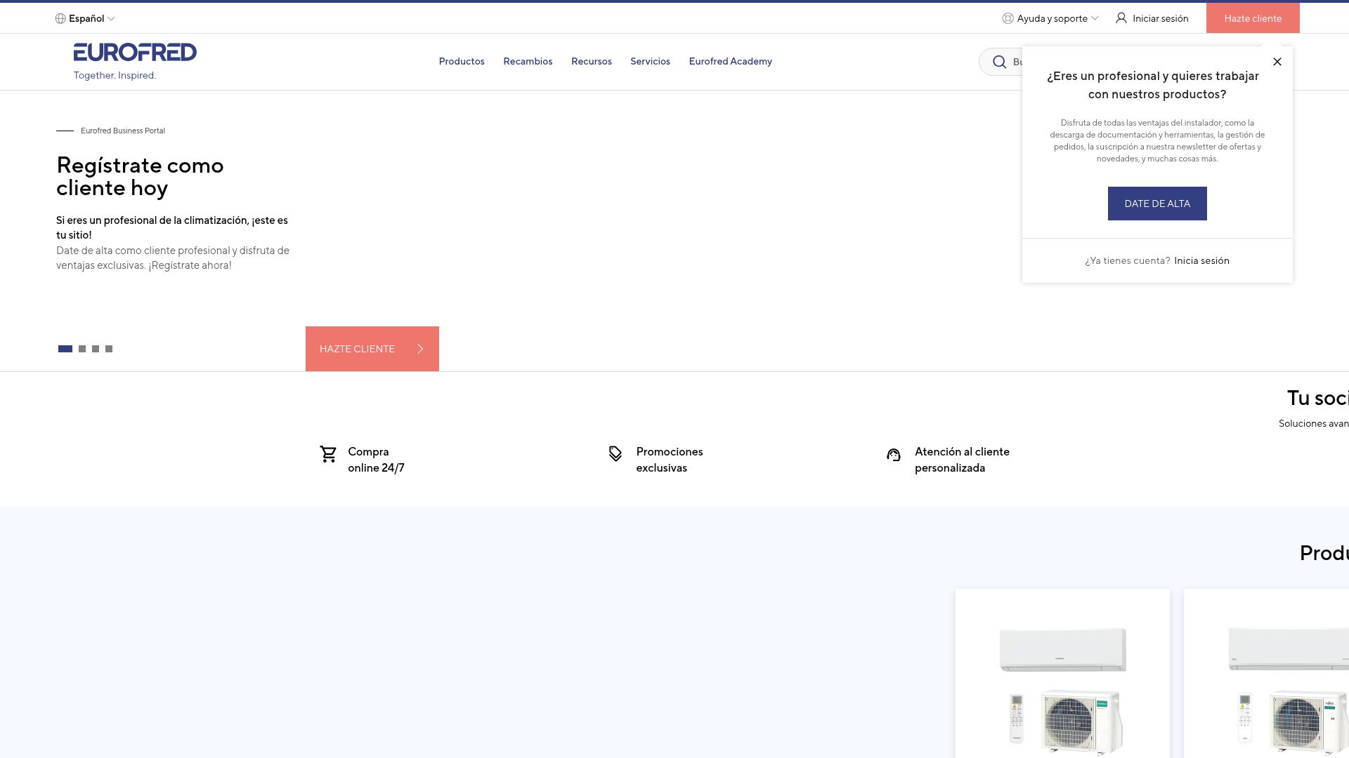 Vista mini Web: https://www.eurofred.com/es/